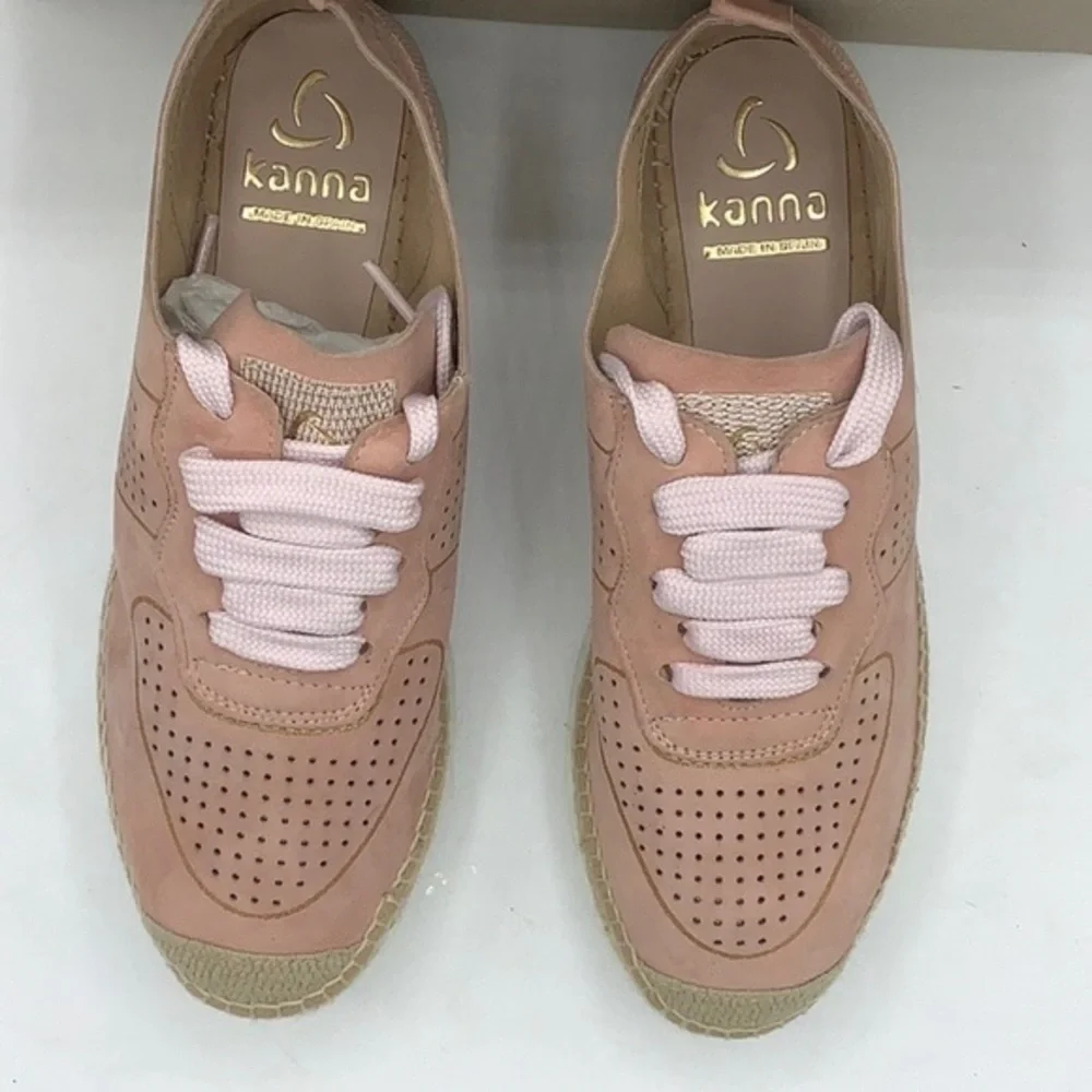 KANNA Pink sparkle perforated Espadrille Sneakers